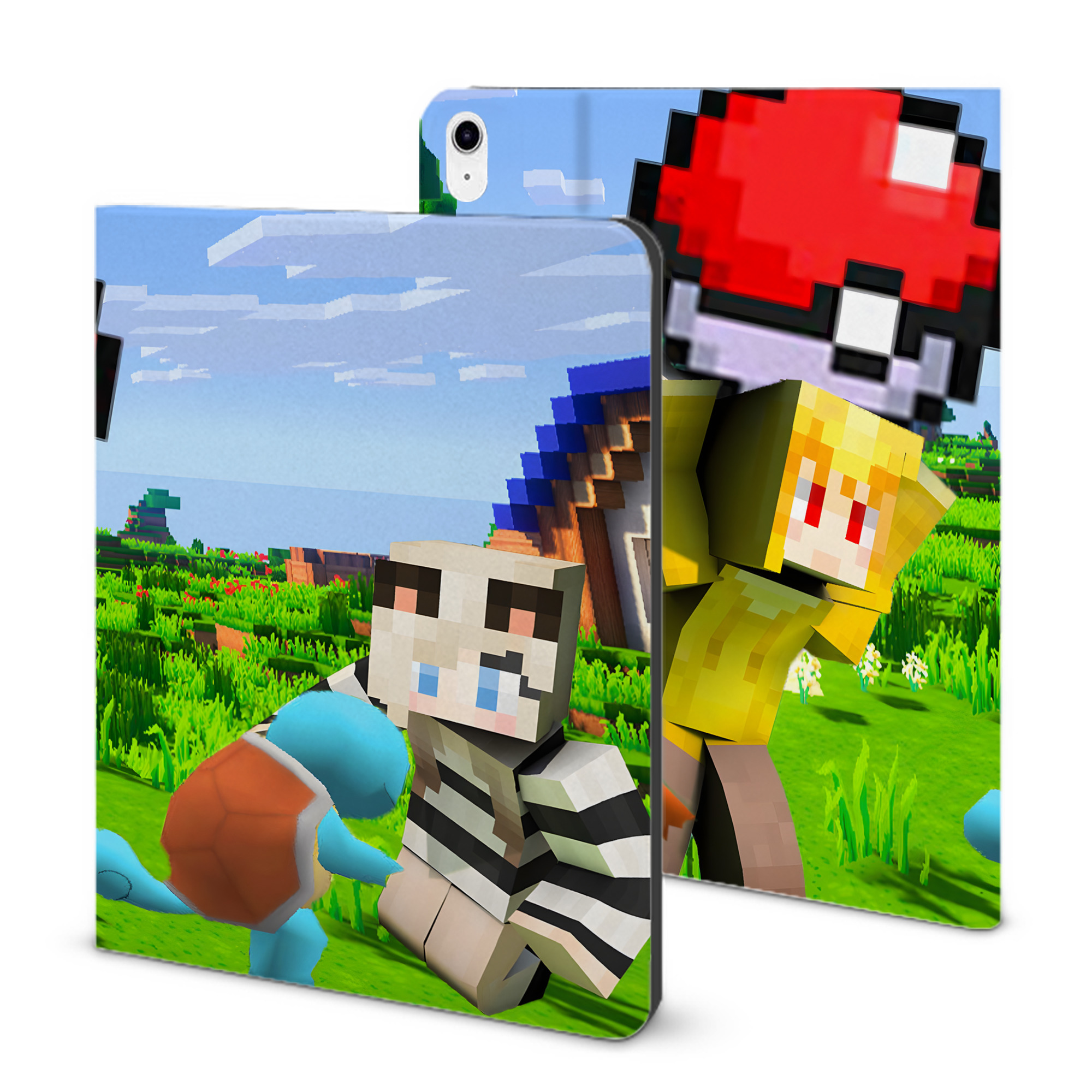 （画像用） マインクラフト ブロックの世界 Minecraft MC Block world IPad ケース ブック型 PUレザー TPU 耐衝撃 軽量 薄型 ペン収納なし 全面保護 IPad 各モデル対応